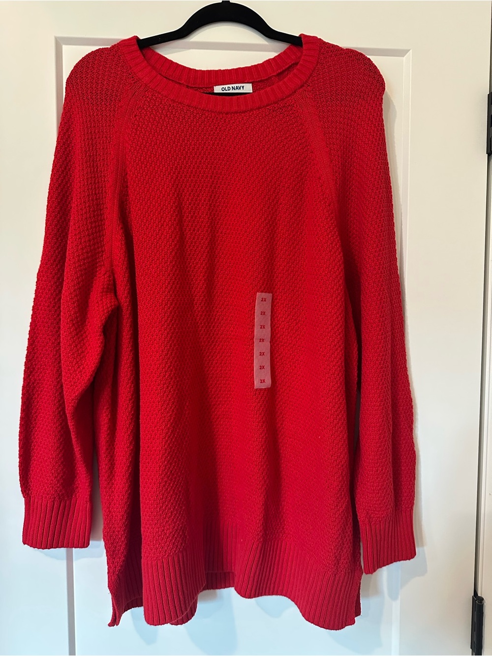 Old Navy Red Textured Crewneck Sweater